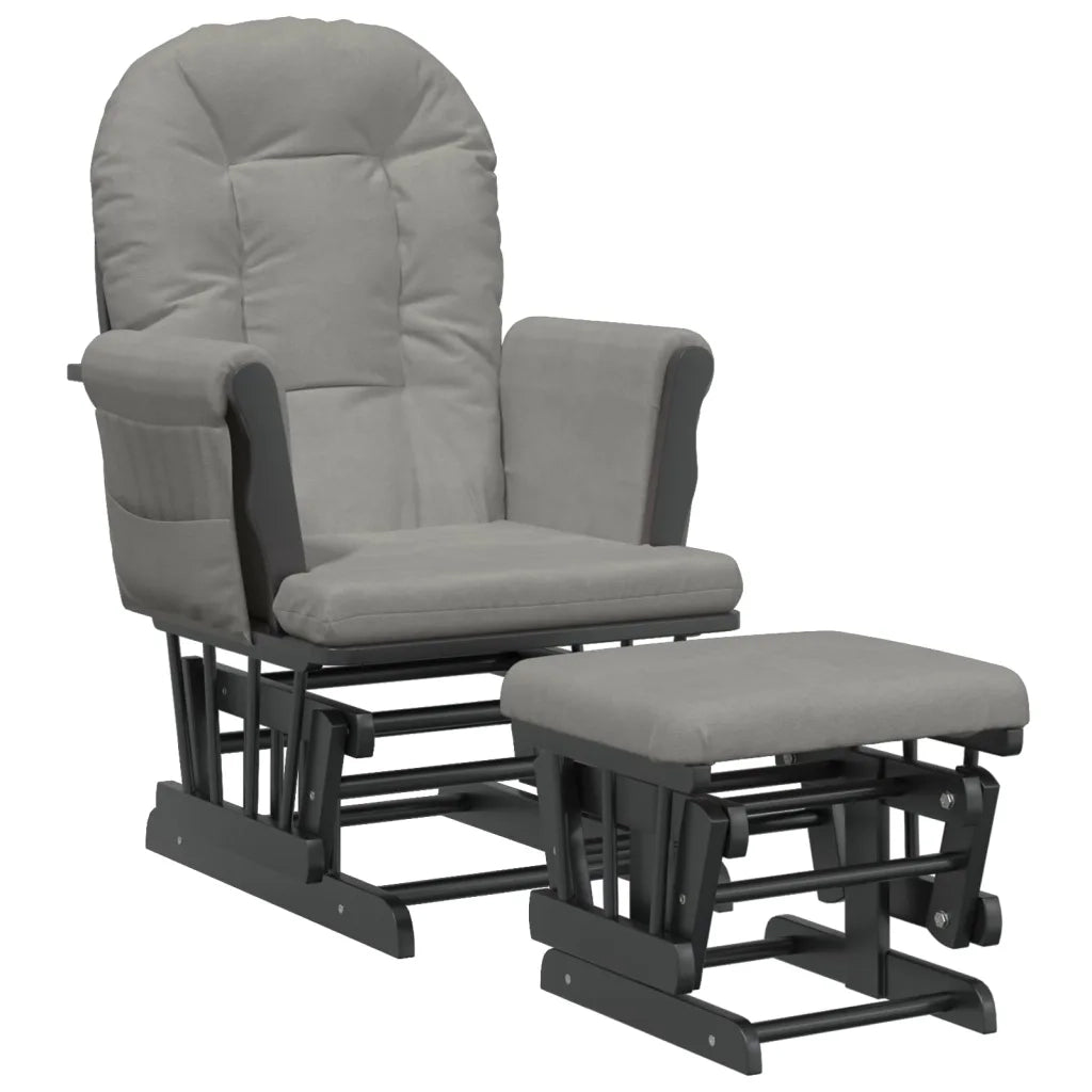 Poltrona Glider con Sgabello-Sedia a dondolo Grigio Chiaro in Tessuto 984193