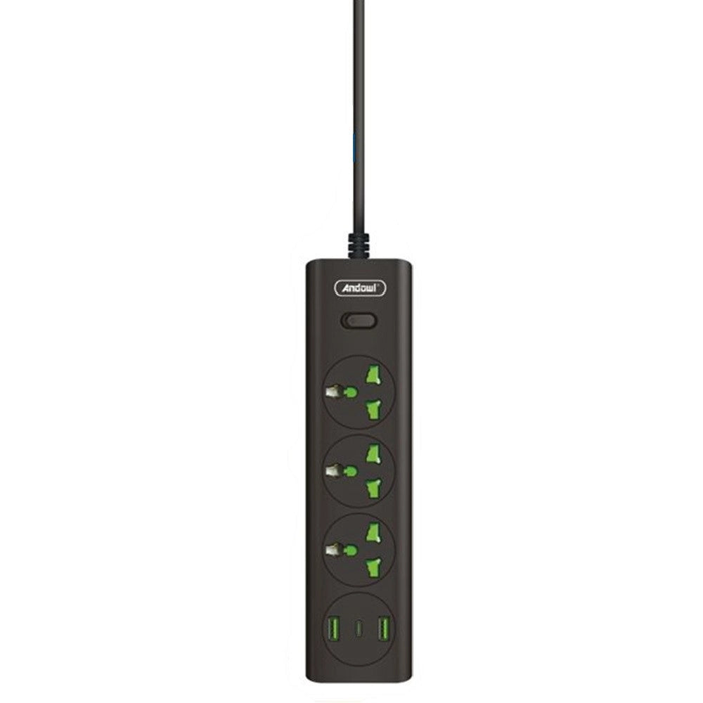 Trade Shop - Ciabatta Multipresa Elettrica 3 Prese+2 Porte Usb Ricarica Rapida Con Interruttore Q-px300 -
