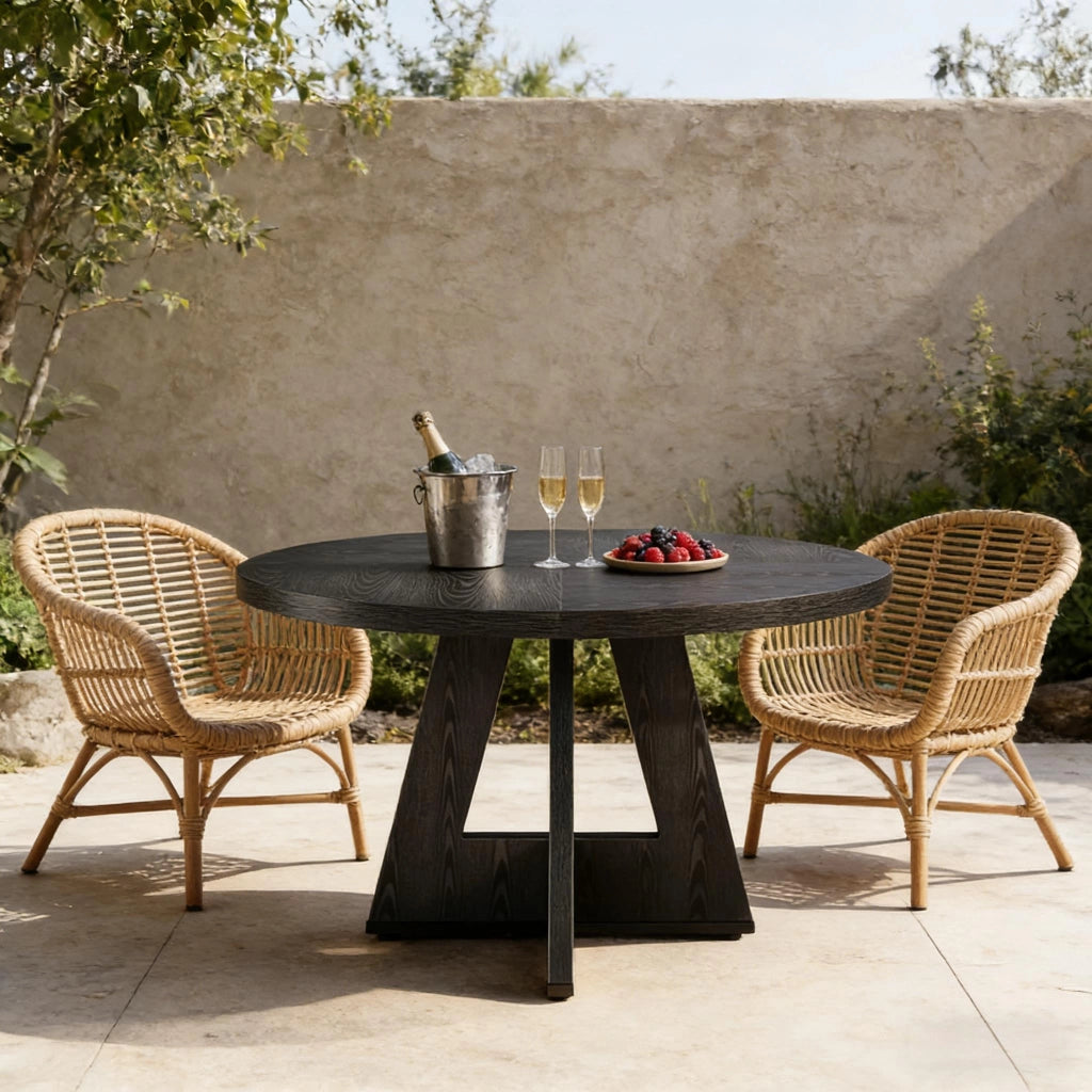 TAVOLO da pranzo rotondo 120 cm in legno ingegnerizzato nero, solo tavolo