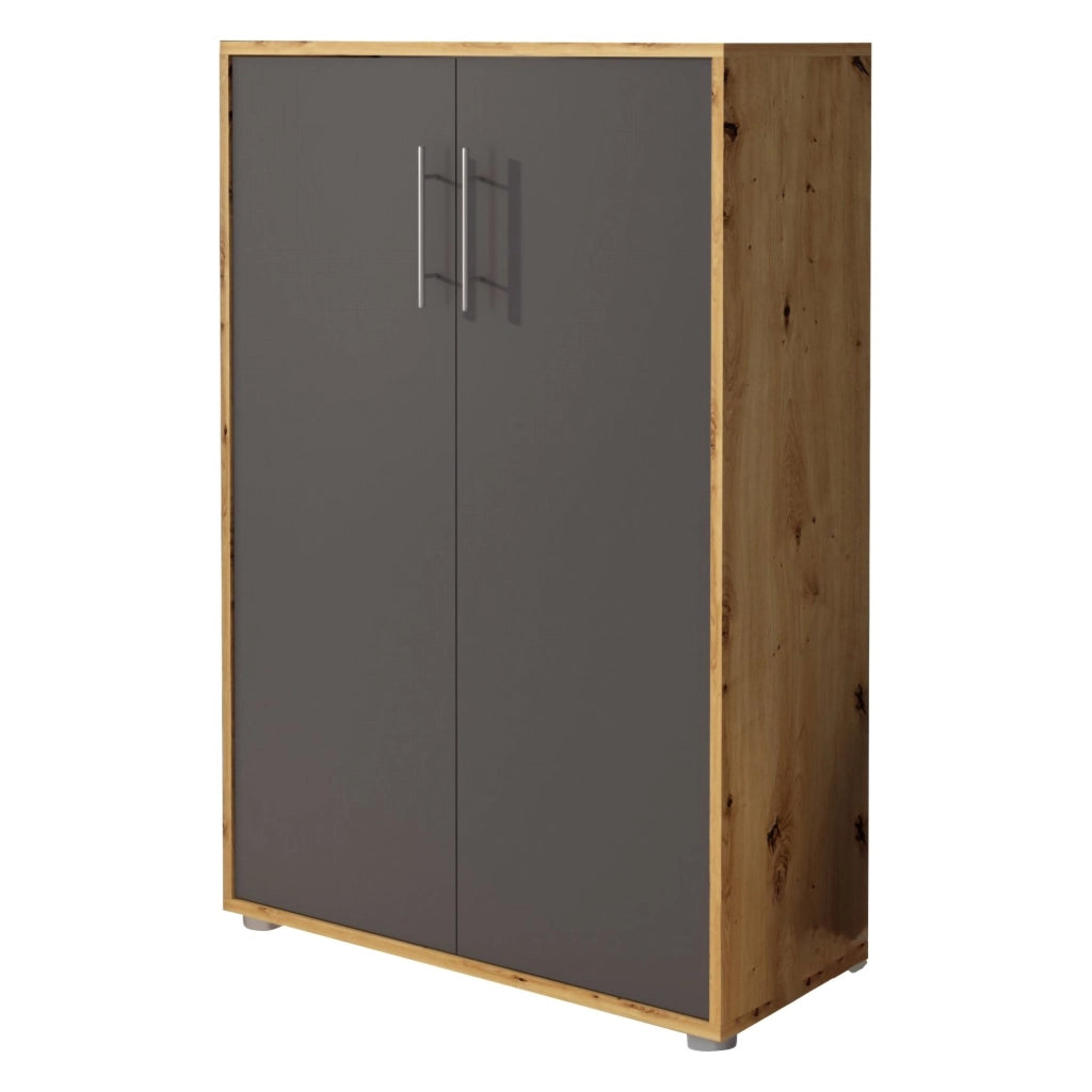 Parabita, Armadio Multiuso 2 Ante Cassetti, 79x118h cm Marrone Rovere