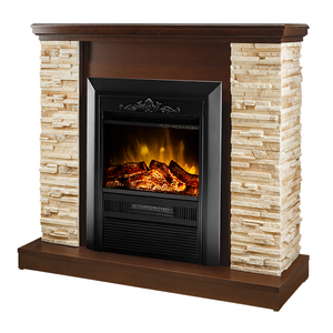 Camino Elettrico da Pavimento 90,3x98x30 cm Effetto Fiamma 2000W Rock & Cristina Noce