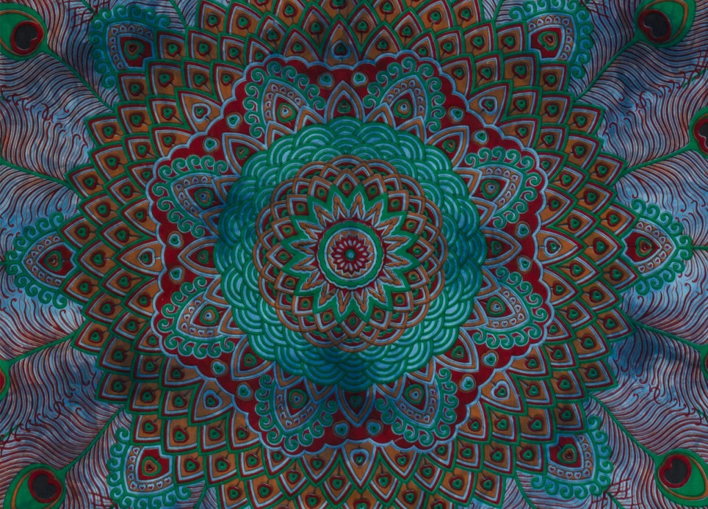Telo Mare Spiaggia Grande Antisabbia Parasole Modello Batik Piuma - Piuma - Blu