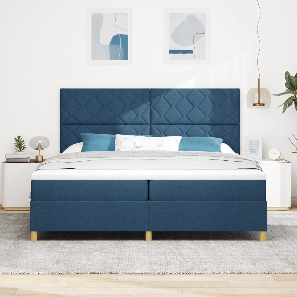 Letto a Box Spring con Materasso Blu 200x200 cm Tessuto