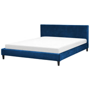 Letto 180 x 200 cm con  rete a doghe in velluto blu contemporanea