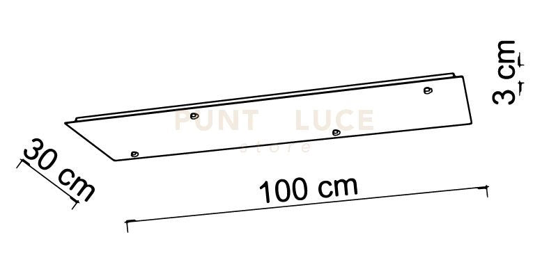 BASE-4RE N LED  Base rettangolare 100cm nero opaco rettangolare 4 luci led integrato