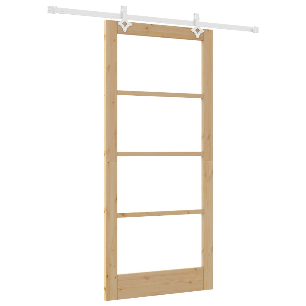 Porta scorrevole  con set di hardware 93x202 cm in legno massello di pino