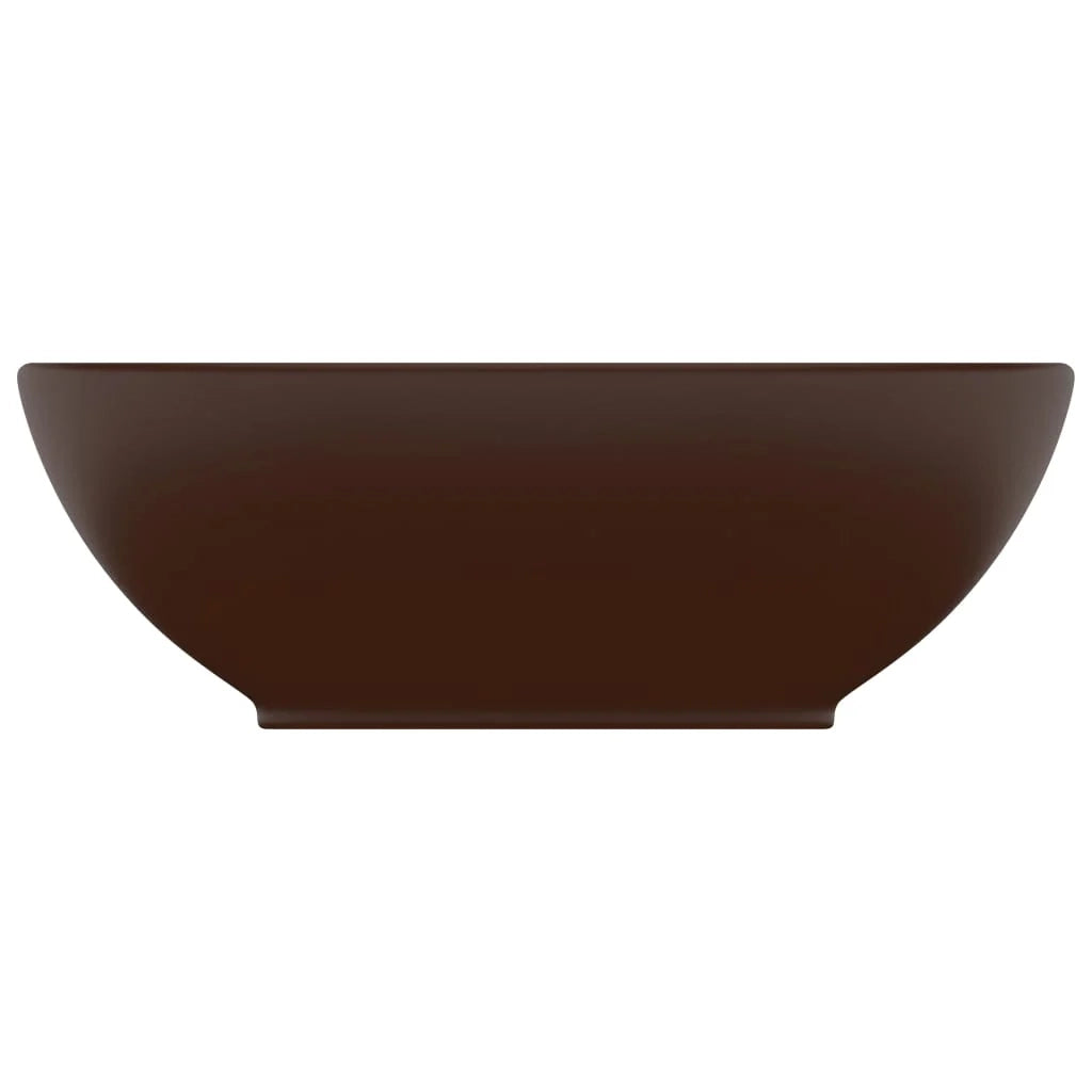 Lavabo ovale di lusso lavabo da appoggio bagno/cucina/arredamento della casa 40 x 33 cm ceramica marrone scuro opaco 02_0002671