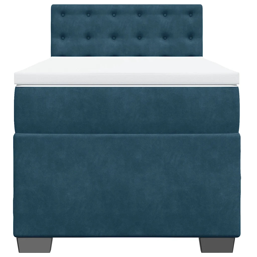 Giroletto a Molle con Materasso Blu Scuro 90x190 cm in Velluto 3286190