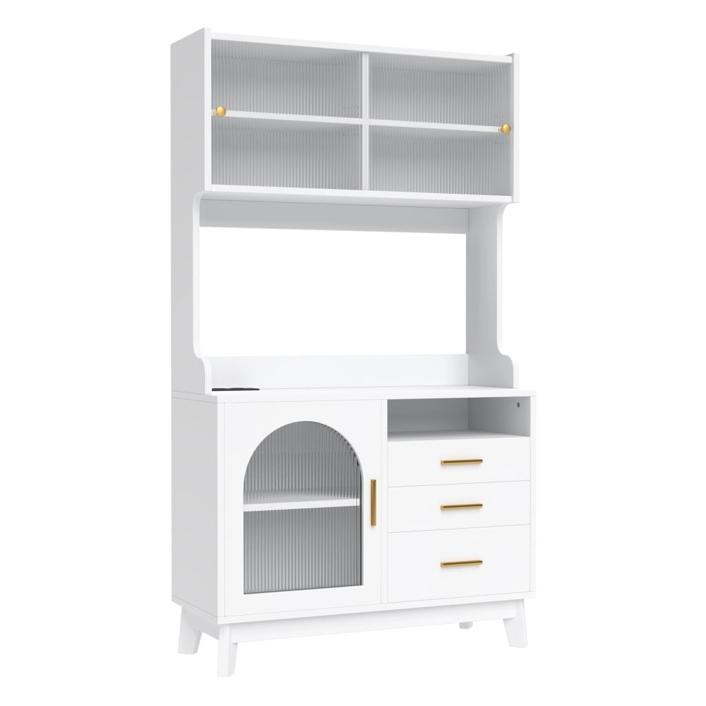 Credenza alta con ampio spazio contenitivo 100;5x40x178 cm; bianco; con prese USB e USB-C