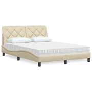 Letto con Materasso Crema 140x19 cm in Tessuto 3310739