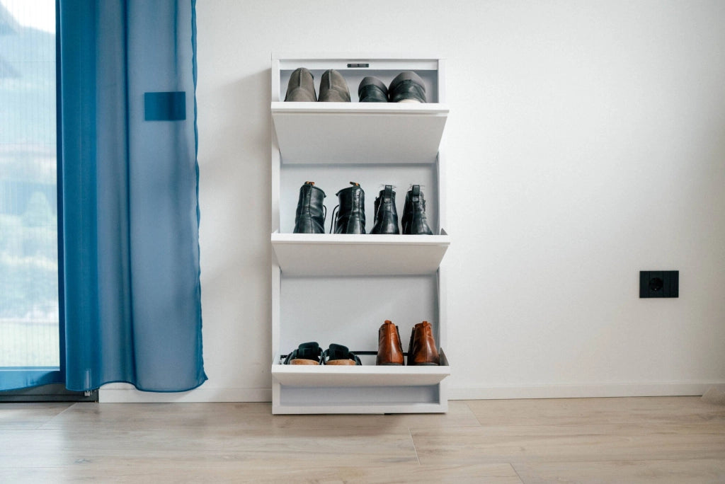 Mobile Portascarpe Alexa, Scarpiera 6 Paia, 15x50x104h cm Bianco
