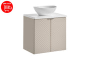 Set mobili bagno 60 cm con piano e lavabo da appoggio Lola Viva Cashmere 60 x 1401 x 40 cm