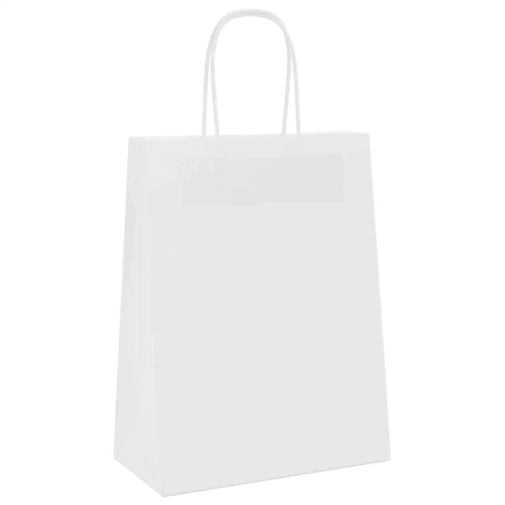 Sacchetti di Carta 50 pz con Manici Bianchi 21x11x28 cm