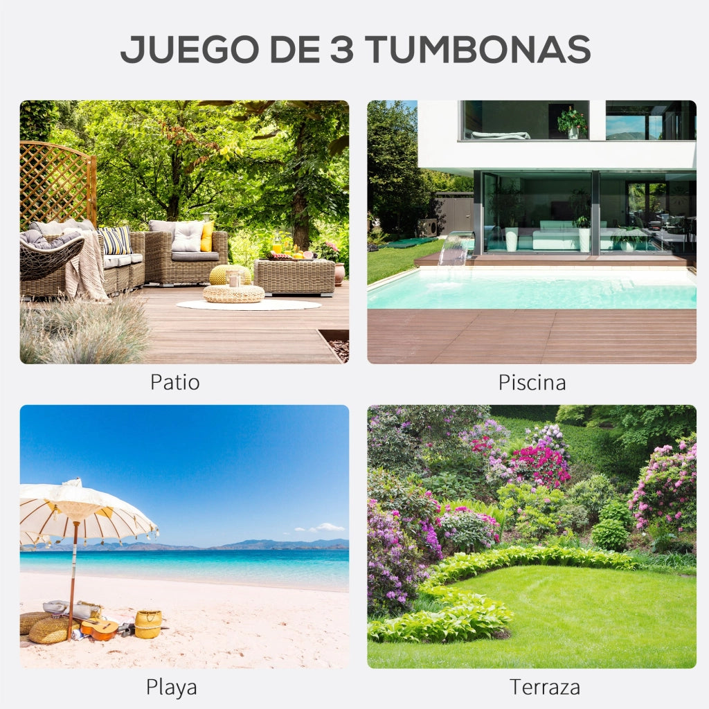 Set Tumbonas con Tavolino ¨C zephmum ¨C Grigio, Polipropilene, 100x200x80