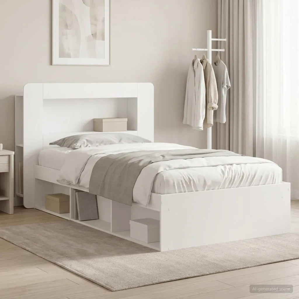 Telaio del letto con storage con testiera Bianco 90 x 200 cm 3433461