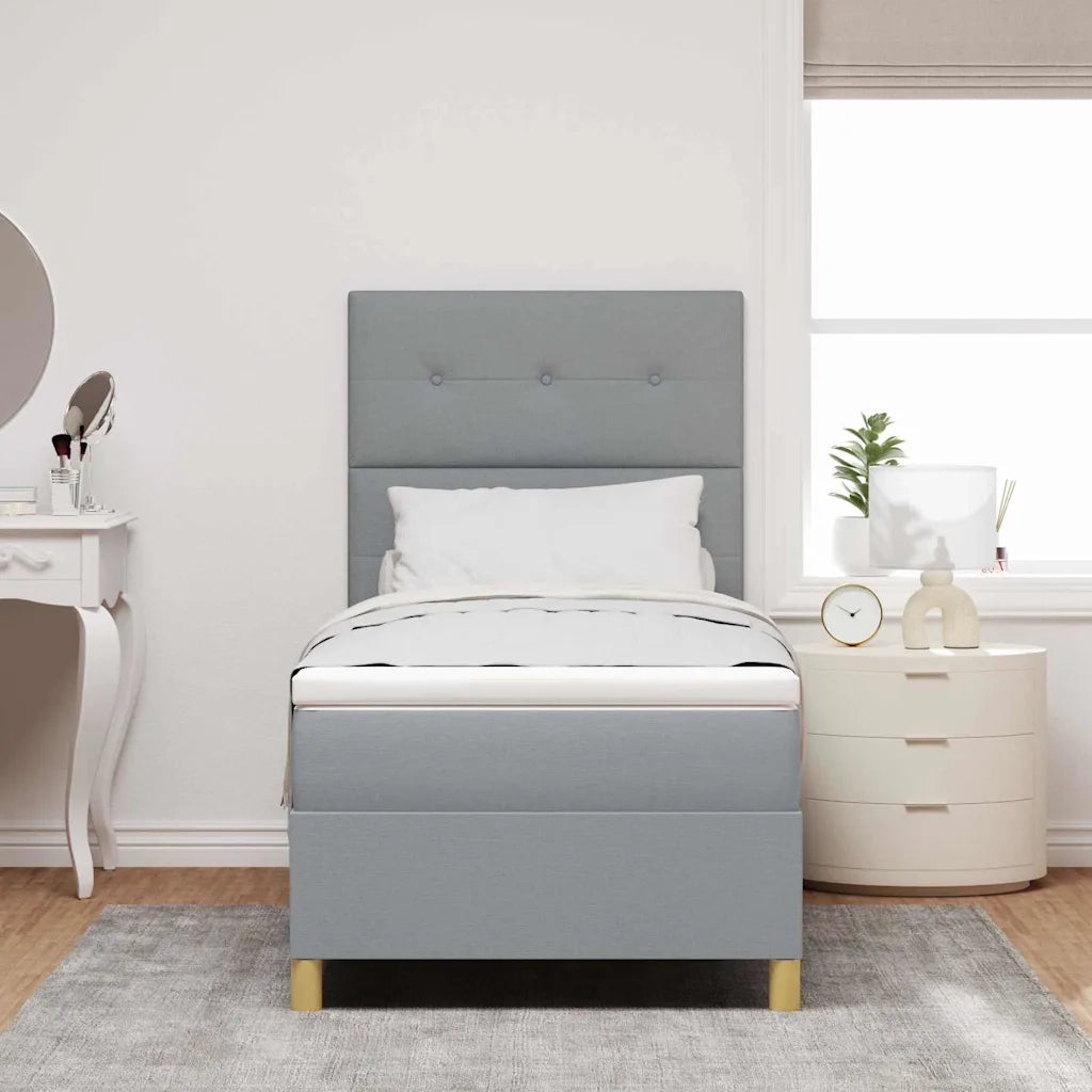 Letto a molle con materasso Grigio chiaro 100 x 200 cm Tessuto 3339595