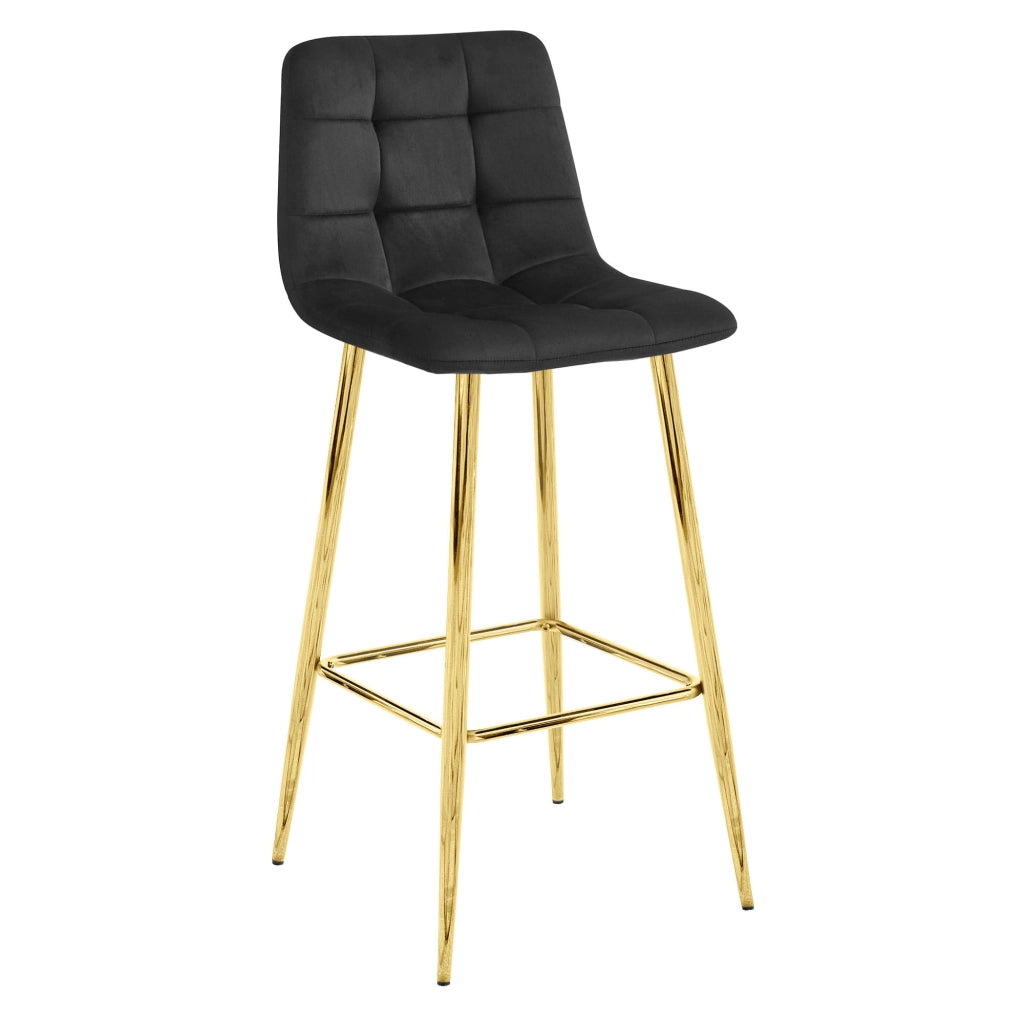 Sgabello Valora TEOTO in velluto nero con gambe dorate x3