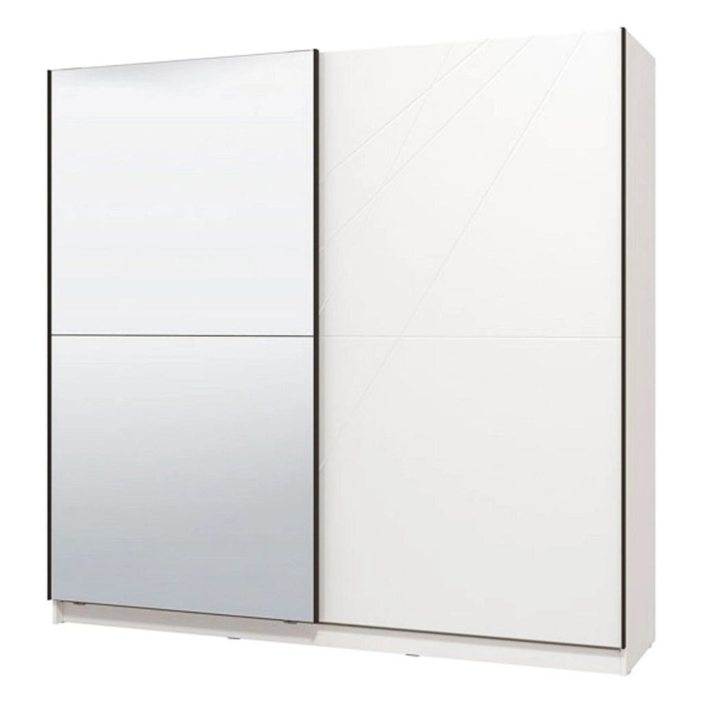 Armadio Camera da Letto Galtelli, Guardaroba Grande Appendiabiti, 217x210h cm Bianco Opaco