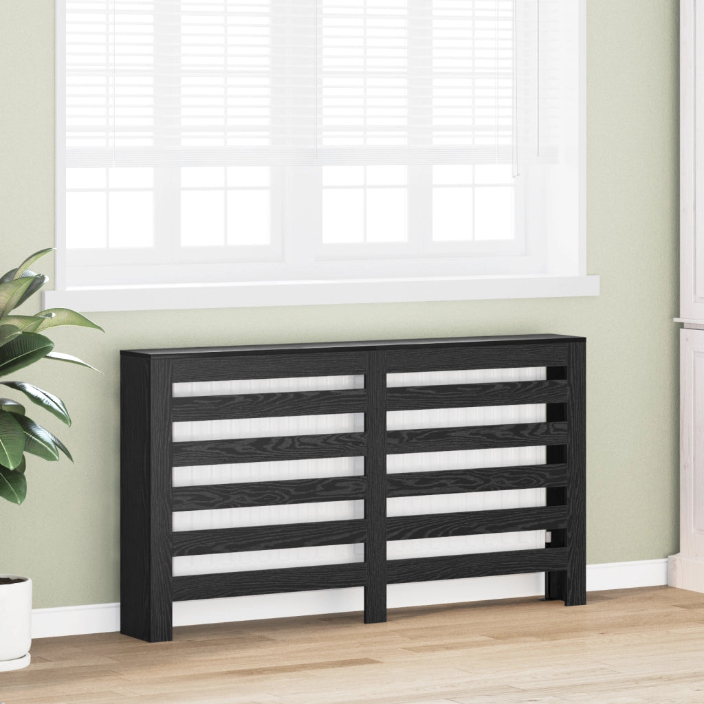 Coprente Radiatore Nero Rovere 149x20x82 cm Legno Ingenerizzato