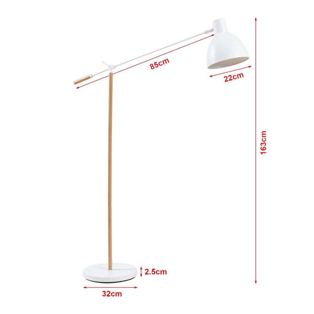 Lampada da terra dallo stile senza tempo elegante lampadario di design per soggiorno camera da letto ufficio Banchory metallo 163 cm effetto legno / bianco 03_0009525