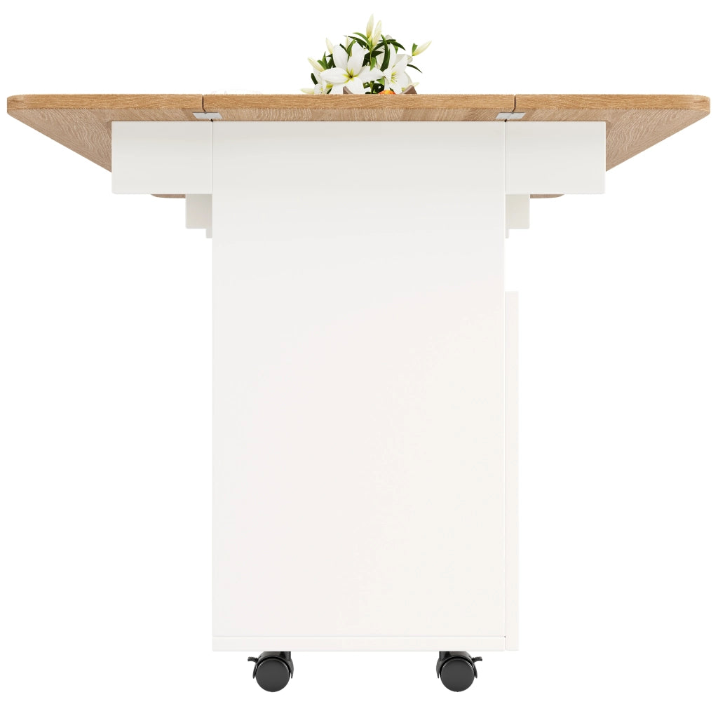 ISOLA CUCINA Pieghevole 120x30/70x79,5 cm MDF e Vetro Bianco