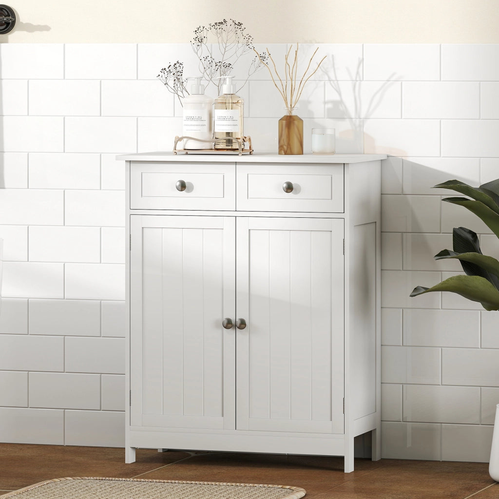 Mobile da bagno con 2 cassetti e ripiano regolabile ¨C zephmum ¨C 60x30x75 cm bianco