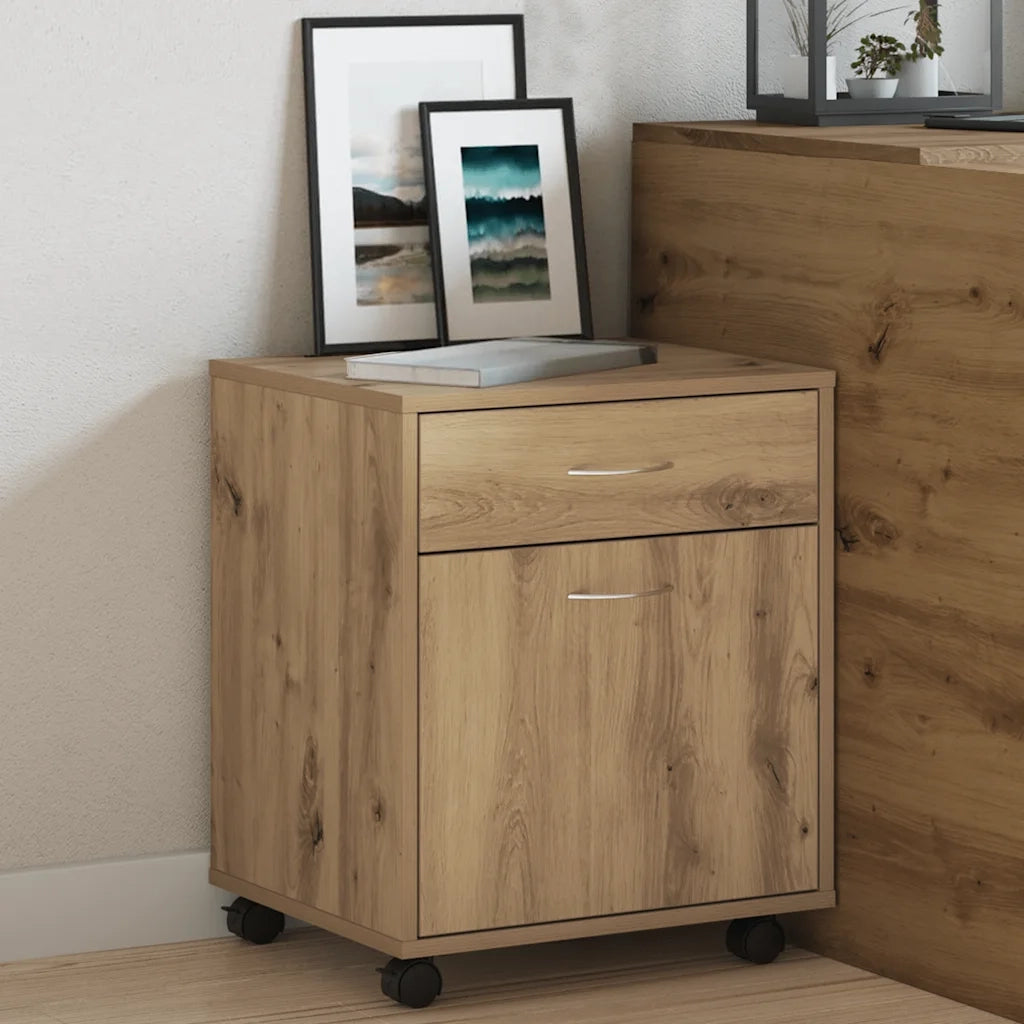 Armadietto con Ruote Rovere Artigianale 45x38x54 cm Truciolato 856655