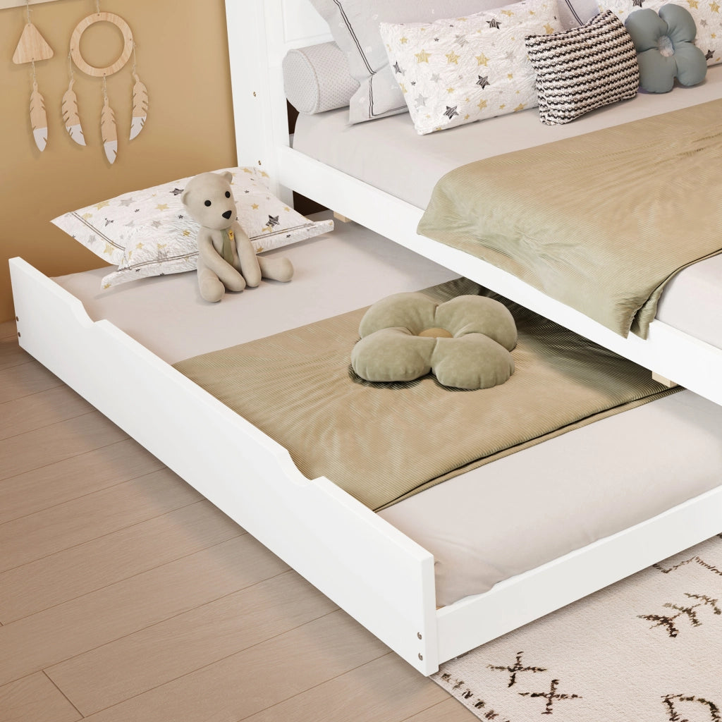 LETTO MATRIMONIALE CON LETTO ESTRAIBILE 120x200&90x190 cm BIANCO