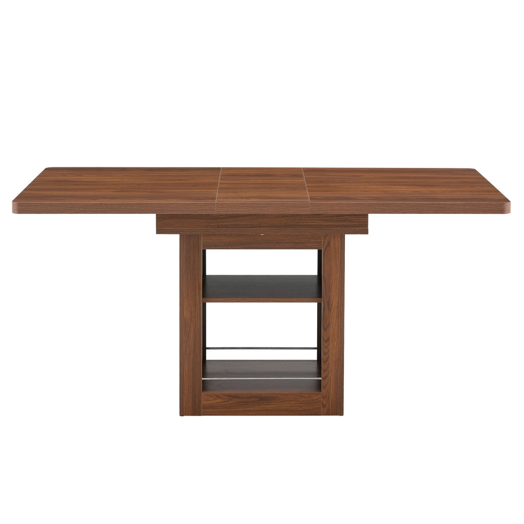 Tavolo allungabile con ripiano integrato e guide metalliche, per cucina e sala da pranzo, in MDF, noce
