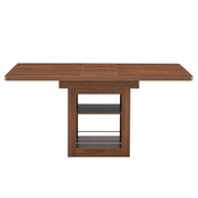 Tavolo allungabile con ripiano integrato e guide metalliche, per cucina e sala da pranzo, in MDF, noce