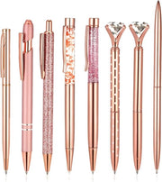 Set di 8 penna stilografica metallica rosa oro per donne - Materiali per ufficio per la scrittura
