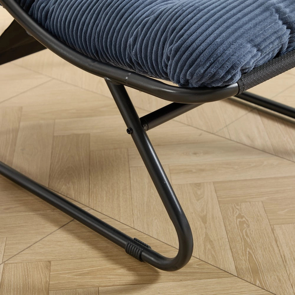 Poltrona Relax Reclinabile con Poggiapiedi ¨C Xylo ¨C Nero/Blu Navy, Cuscino