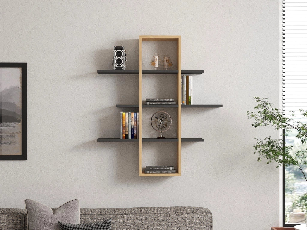Erbe, Mensola 3 Ripiani, 96x20x101h cm Marrone Rovere
