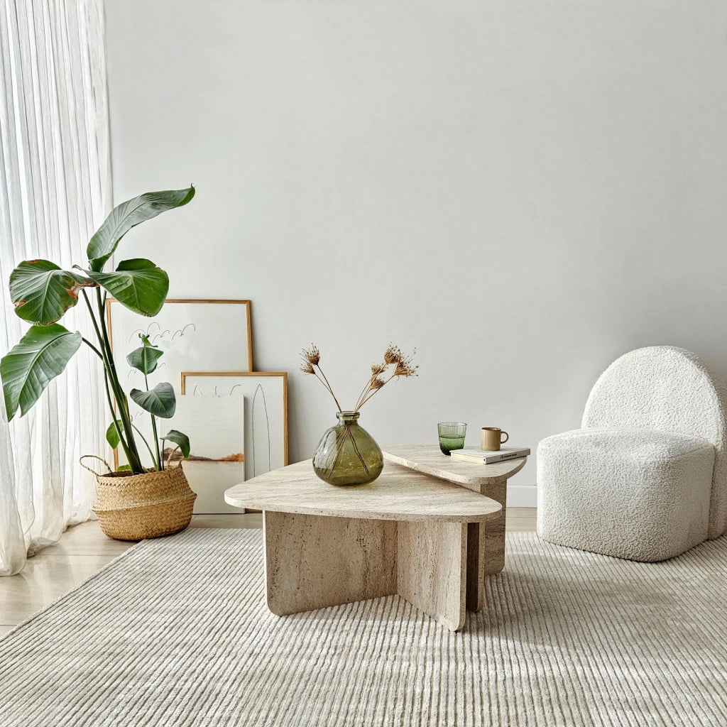 Saraceno, Tavolino da Salotto Modulabile, 90x60x35h cm Bianco Marmo