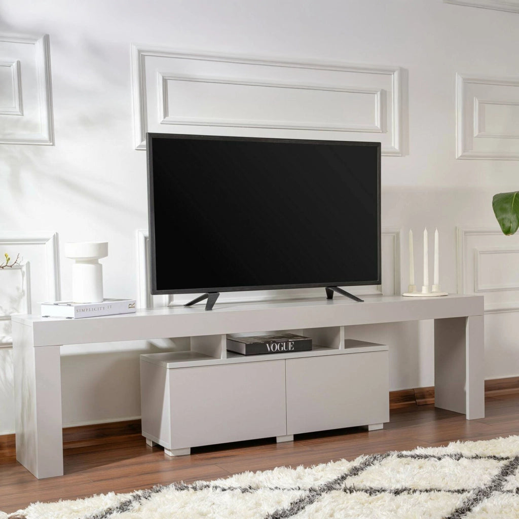 Mobile porta TV Andarna, Credenza da soggiorno, Armadio basso per TV, Base parete attrezzata, 180x31 h50 cm, Grigio