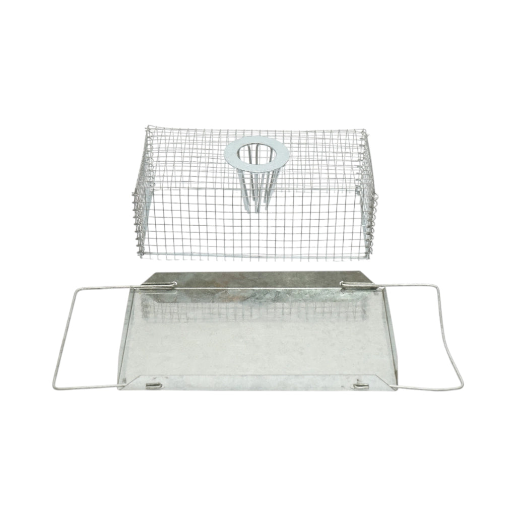 Trappola metallica a gabbia per topi e roditori, dimensioni 18,5x10x7 cm.