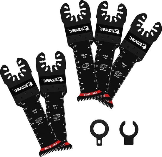 Kit di multitool con lame oscillanti CRV extra lunghe - 5 pezzi lame oscillanti giapponesi per legno e plastica - chiusura rapida universale per kit di lame oscillanti per utensili