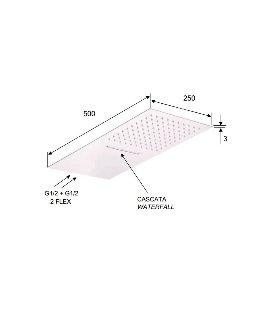 Soffione doccia moderno ultrapiatto parete in acciaio inox specchio