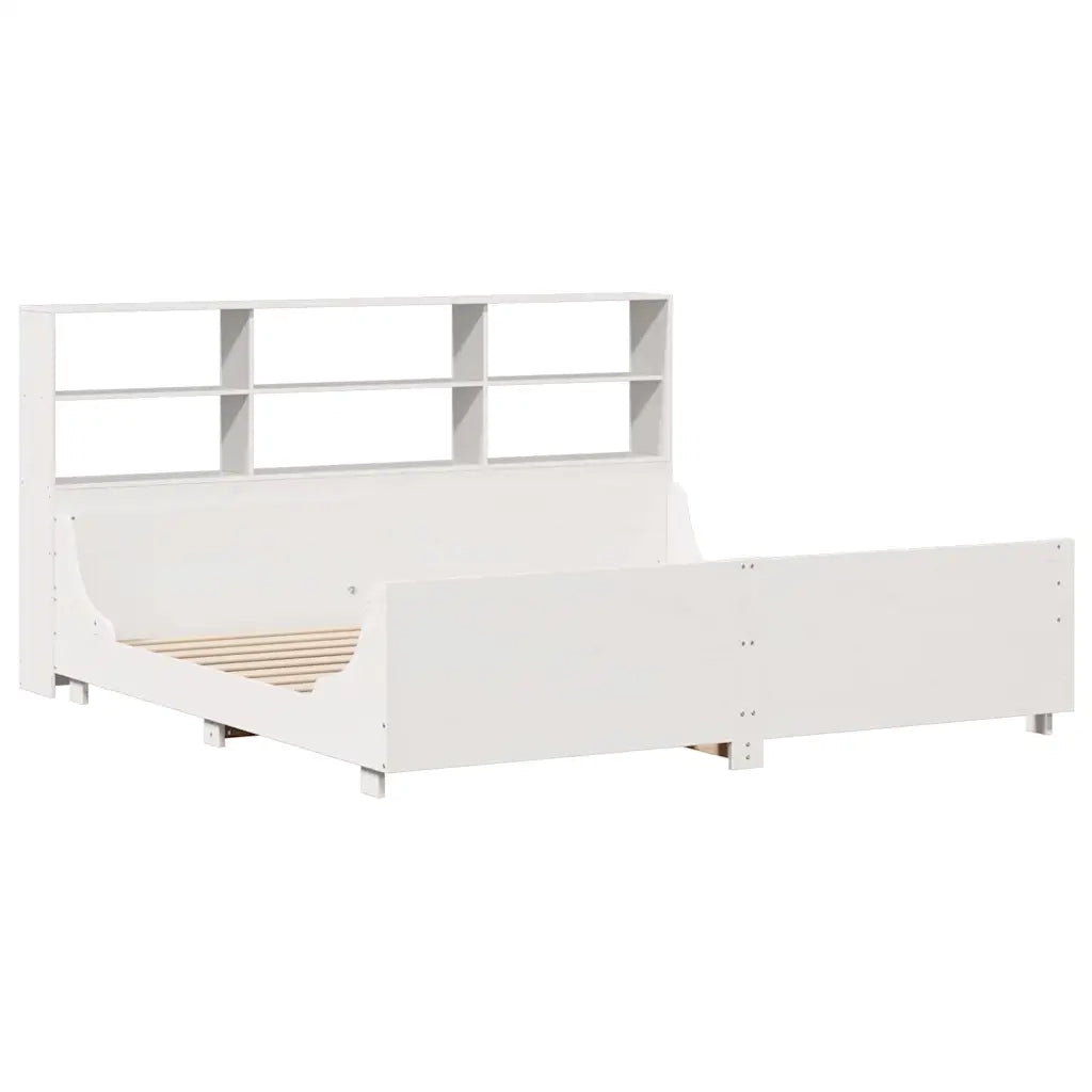 Letto Libreria senza Materasso Bianco 180x200 cm Legno Massello 3323798