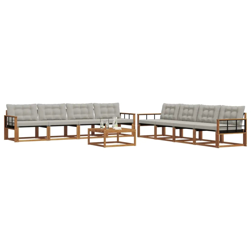 Set di divani da esterno 9 pcs Grigio Naturale e Chiaro 3369318