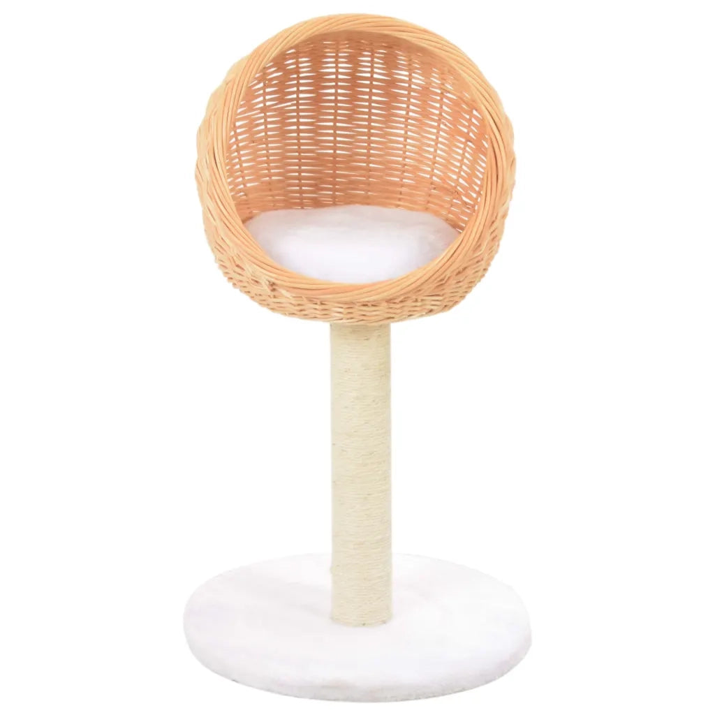 Albero per Gatti con Tiragraffi in Legno di Salice Naturale CFW8342573