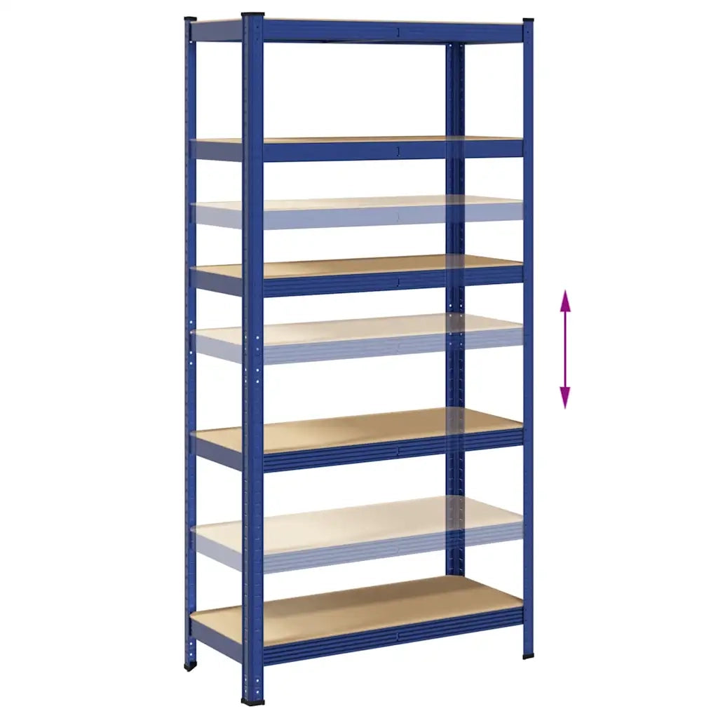 Mensola 5 Strati Blu in Acciaio e Legno Multistrato 4016949