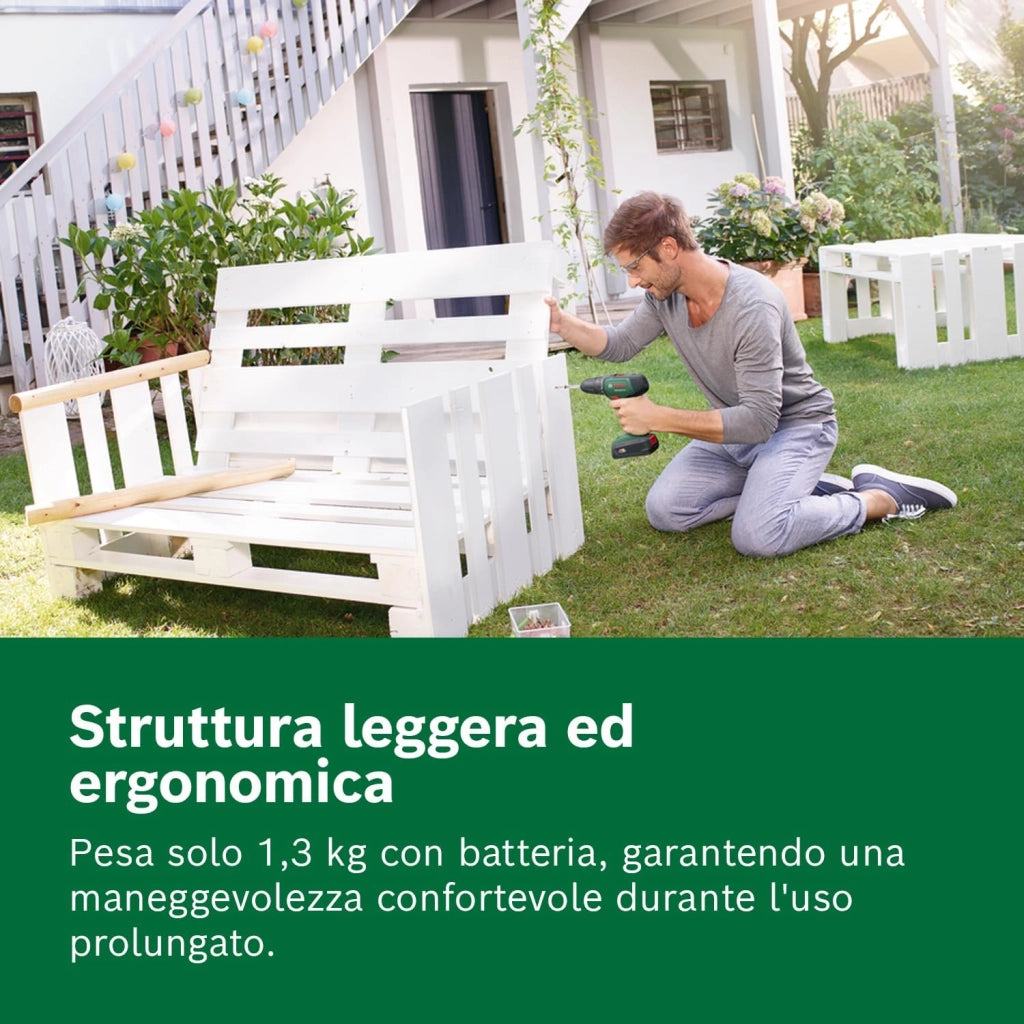 Bosch Home and Garden 06039D4002 Bosch Trapano a Batteria UniversalDrill (2 Batterie, In Valigetta), Verde-Nero, 38.1 x 28.9 x 10 cm, sistema da 18 Volt