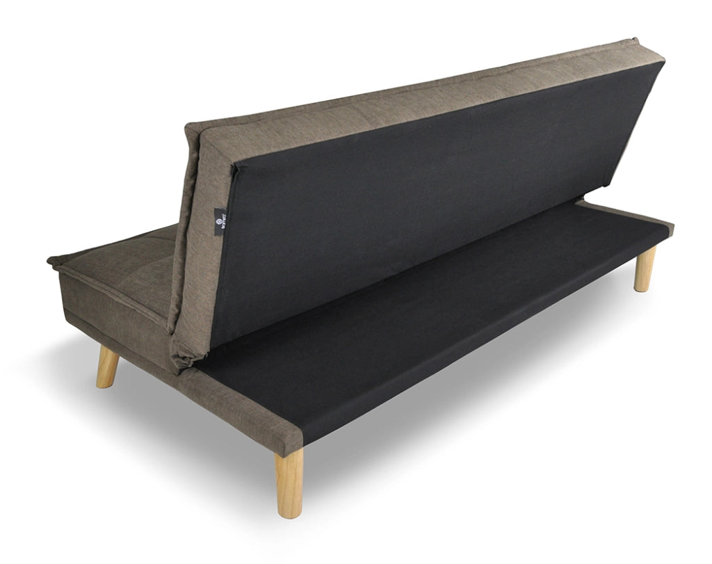 Divano letto clic clac in tessuto vellutato marrone, divano 3 posti - Bart - DL-BA09FBC