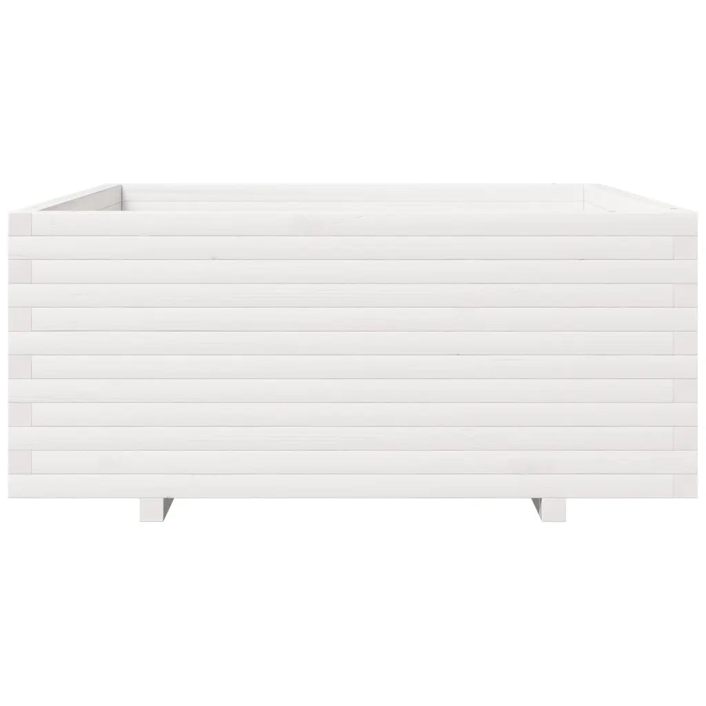 Fioriera da Giardino Bianca 110x110x49,5 cm Legno Massello Pino 3282545