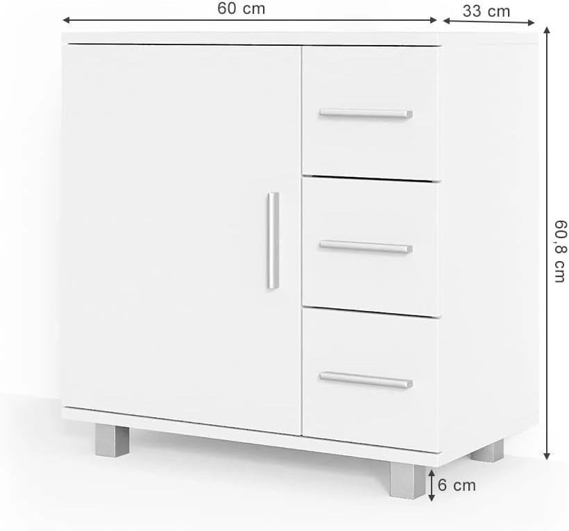 Mobile sottolavabo per bagno Ilias, Bianco, 60 x 60.8 cm, con intaglio per sifone per l'installazione su lavabo