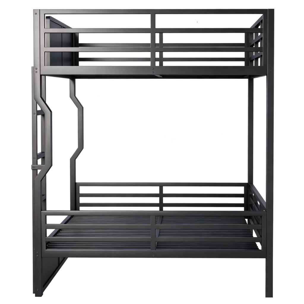 Letto a castello 140×200 cm con LED; scala e sponde di sicurezza; senza materasso; metallo; nero