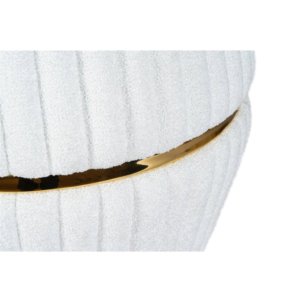 Pouf Doric 210 in tessuto boucle' bianco e oro