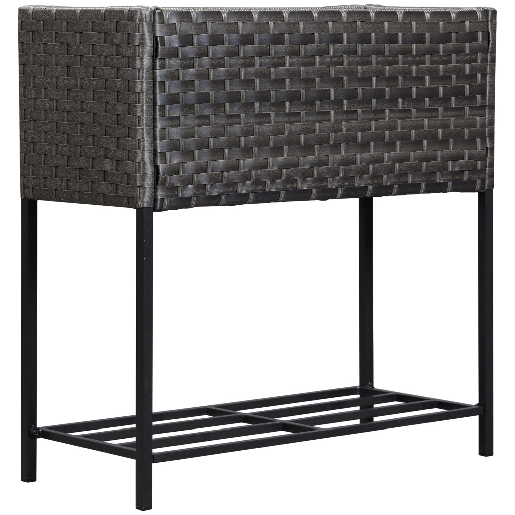 Vaso da fiori con scaffale ¨C zephmum ¨C Polyrattan metallo marrone 70x30x70