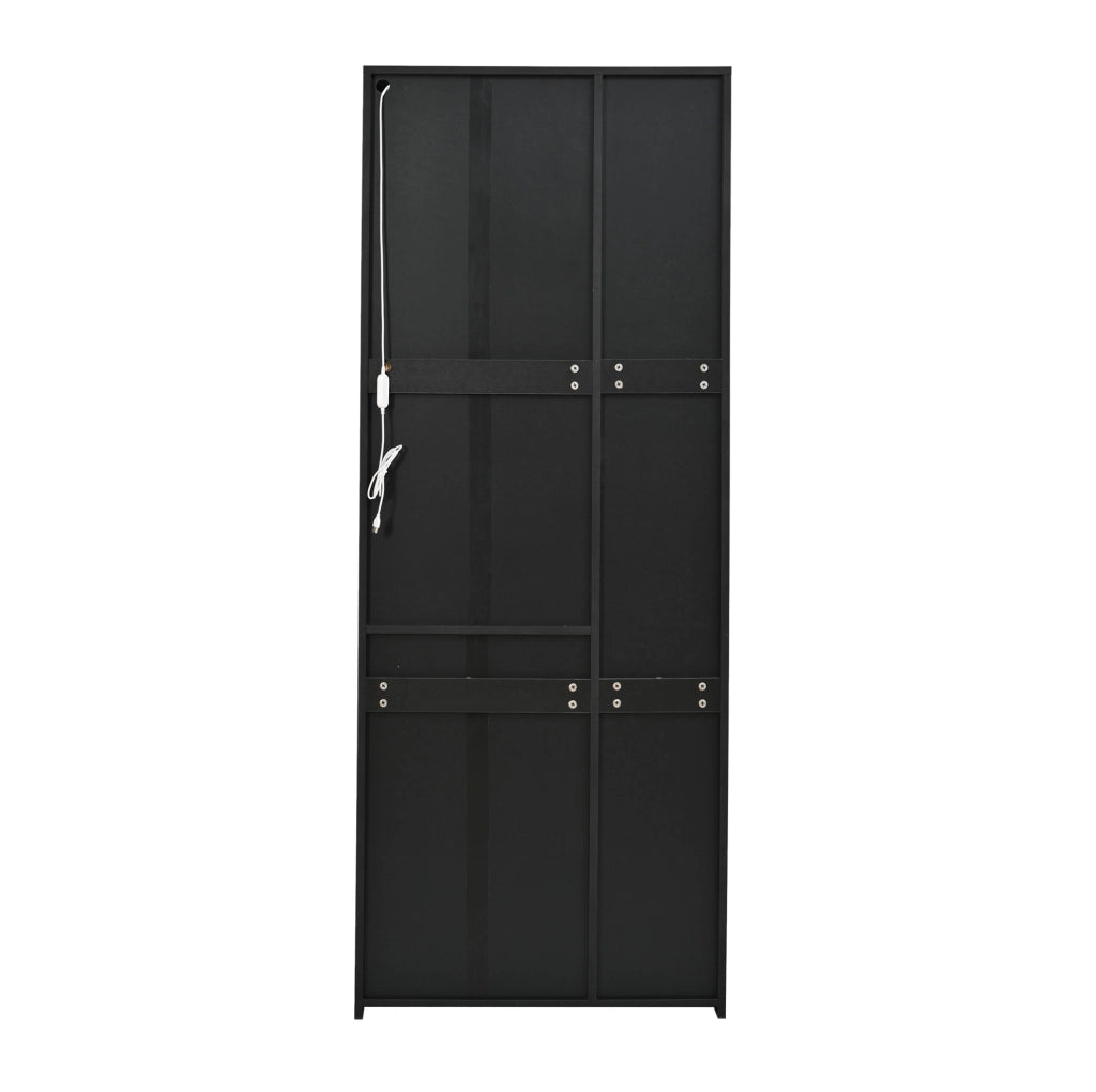 Vetrina nera compatta con LED, ante e cassetto